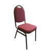 RED FABRIC GOLD VEIN FRAME STEEL STACKING ROUND BACK BANQUET CHAIR-PLAIN FRAME