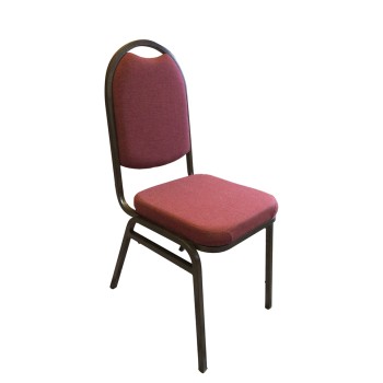 RED FABRIC GOLD VEIN FRAME STEEL STACKING ROUND BACK BANQUET CHAIR-PLAIN FRAME