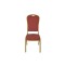 RED PATTERNED FABRIC GOLD FRAME STEEL STACKING HIGH BACK BANQUET CHAIR-FLUTED FRAME