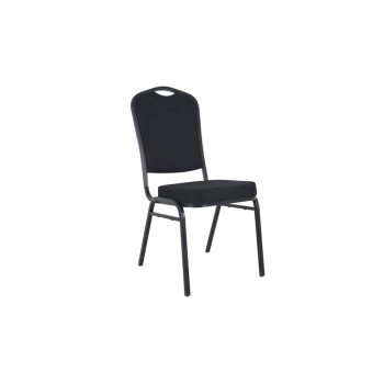 BLACK FABRIC BRONZE FRAME STEEL STACKING CROWN BACK BANQUET CHAIR-PLAIN FRAME