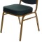 GREEN PATTERNED FABRIC GOLDEN FRAME STEEL STACKING CROWN BACK BANQUET CHAIR-PLAIN FRAME