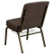 GOLD VEIN STEEL HEAVY DUTY CHURCH CHAIR CA117 WITH BOOK RACK-BROWN FABRIC