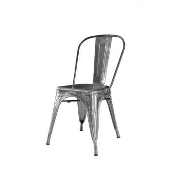 METAL FRAME TOP QUALITY STEEL BISTRO DINING CHAIR SILVER FINISHED