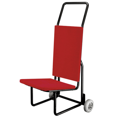 RED FABRIC COVERED STEEL FRAME CHAIR TROLLEY