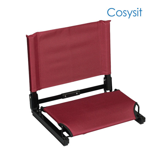 CosySit Stadium Bleacher 좌석 의자 (배와 쿠션 포함), 접이식 및 휴대용, 파란색, 분홍색, 빨강, 검정색