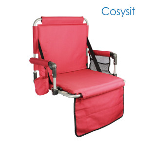 Cosysit 무거운 의무 안락 다리없는 경기장 의자, 뒤 주머니와 팔걸이, 검정 및 빨강