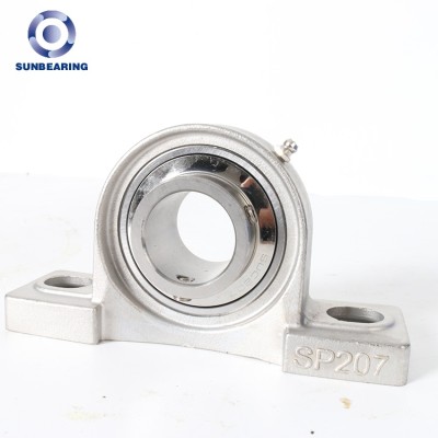 SUNBEARING Pillow Block Bearing SP207 White 35*72*17mm Stainless Steel GCR15