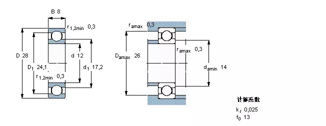 6001 bearing drawing