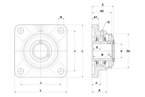 flange bearing drawing