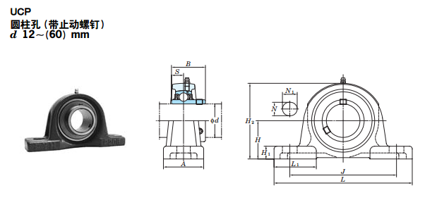 UCP307 bearing drawing