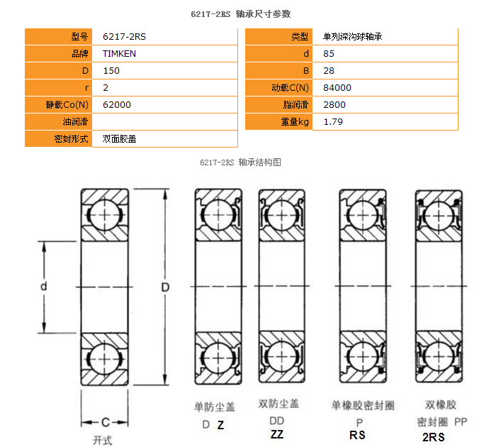 6217 bearing drawing