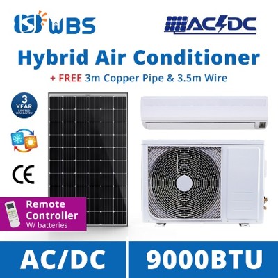 AC/DC on grid hybrid solar air conditioner 9000 BTU solar powered room air conditioner for sale