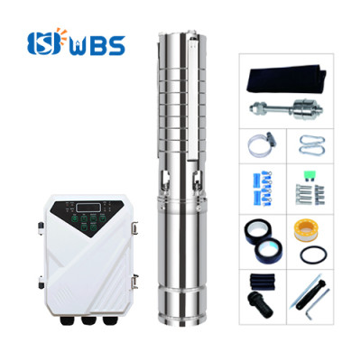 WBS 4" Solar Power Pump with S/S impeller Solar Submersible Bore Pump Irrigation Wholesale Price [4DSC Series]