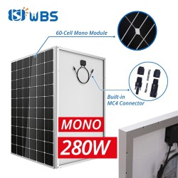 [PLM-Series] WBS 280W 30V Mono Crystalline Module Solar Panels 60 Cell PV High Efficiency DC
