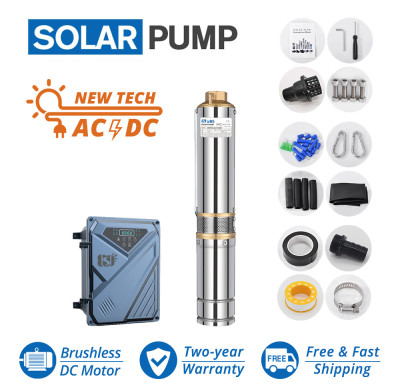 WBS 4inch AC/DC Solar Submersible Bore Well Pump Plastic Impeller High Quality Hybrid [3KW/4KW]