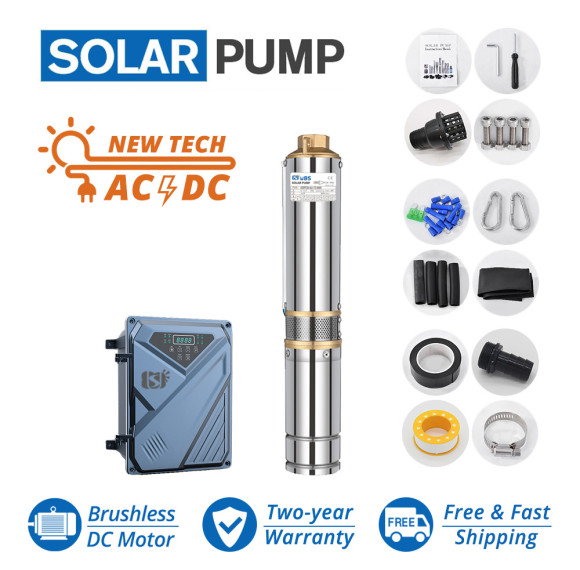 WBS 4inch AC/DC Solar Submersible Bore Well Pump Plastic Impeller High Quality Hybrid [3KW/4KW]