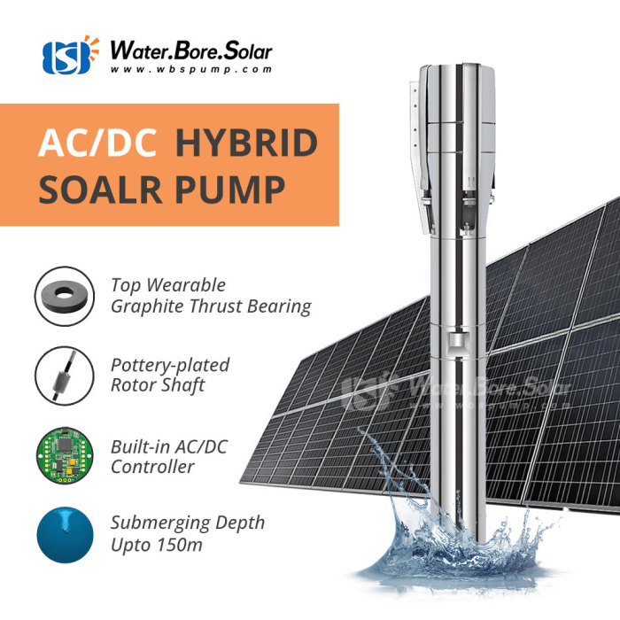 WBS 6inch AC/DC Solar Water Pump S/S Impeller Water-Filled Motor 4/6DFS35.8-38-2600