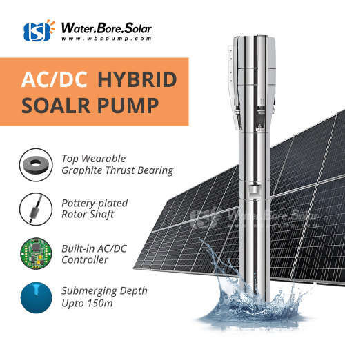 WBS 5inch AC/DC Solar Bore Pump 2600W S/S Impeller Water-Filled Motor 3.5HP 4/5DFS33.8-41-2600