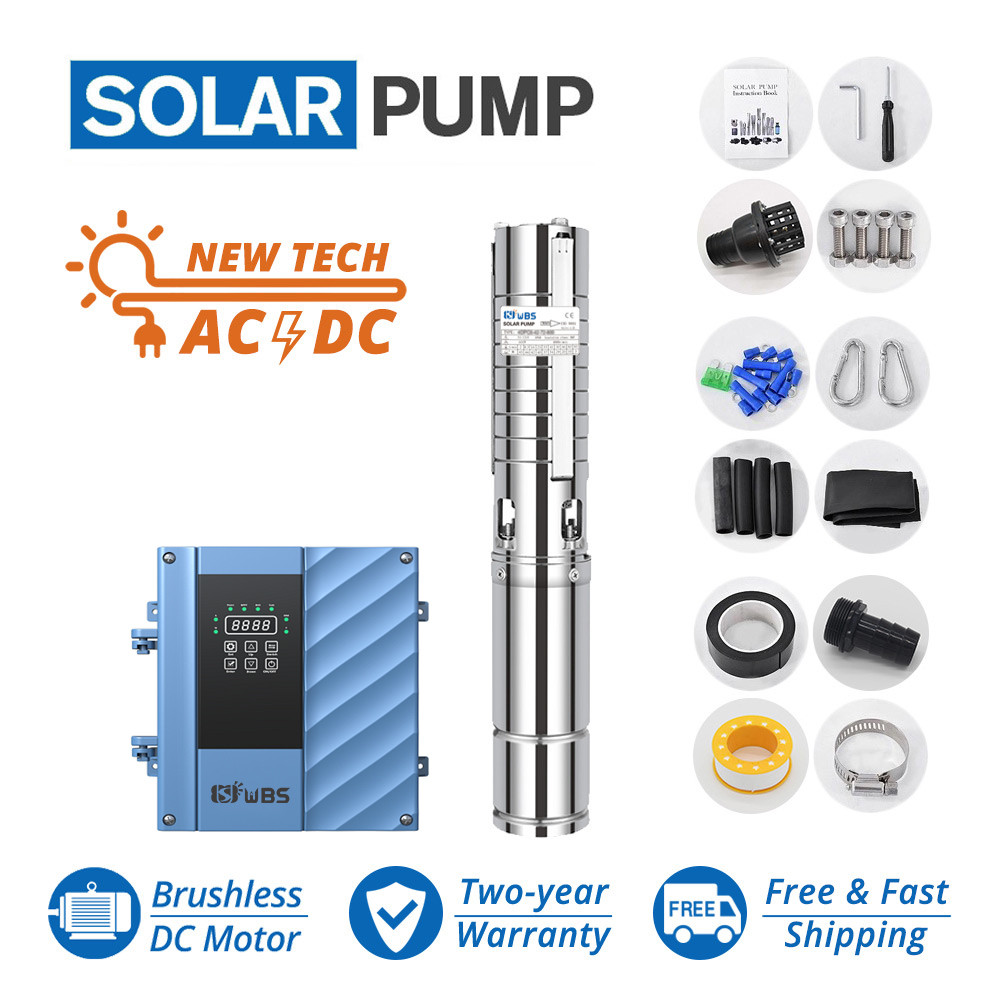 WBS AC/DC 4inch Solar Submersible Bore Well Pump Stainless Steel ...