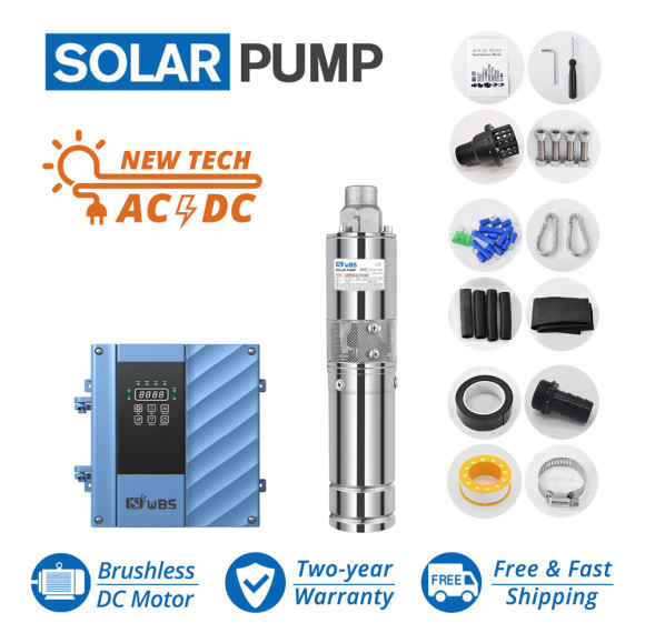 WBS AC/DC 3inch Submersible Solar Screw Bore Well Pump Stainless Steel