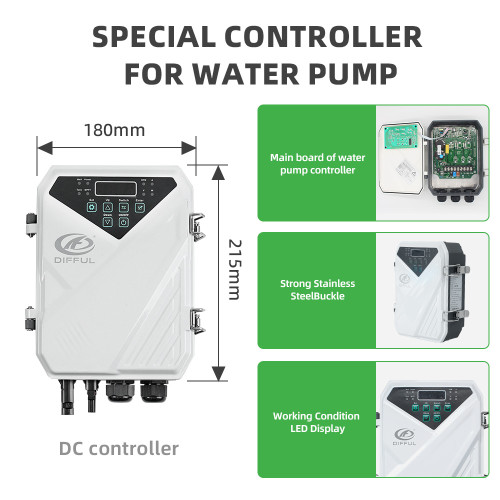 DIFFUL WBS 2”DC Solar Bore Pump Submersible Well 24V 300W 45m head Clean water Off Grid