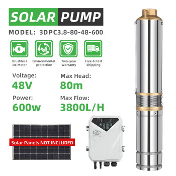 DIFFUL WBS 3” DC Deep Well Solar Water Pump 48V 600W Bore Hole Submersible MPPT Controller