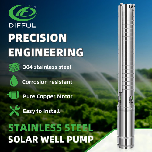 DIFFUL WBS 3" 400W 48V Solar Submersible Bore Water Pump 4.5m3/H 50m Deep Well Brushless