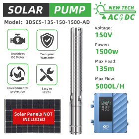 DIFFUL WBS Solar Well Pump kit,3inch 150V 1500W solar  pump with mppt controller.