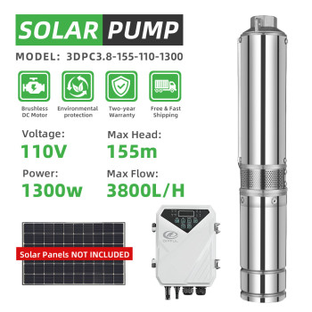 DIFFUL WBS Solar Well Pump kit,3inch 110V 1300W solar pump with mppt controller.
