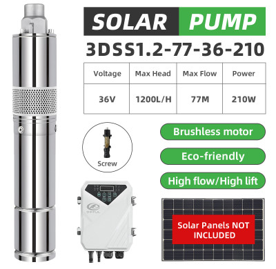 DIFFUL WBS 3" DC Screw Solar Bore Pump 36V 210W Submersible Deep Well + Controller