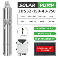 DIFFUL WBS 3” DC Screw Deep Well Solar Bore Pump 48V 750W Helical Rotor MPPT Controller 1HP