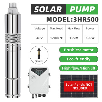 DIFFUL WBS 3”DC Screw Deep Well Solar Pump Submersible Bore 48V 500W  Helical Rotor