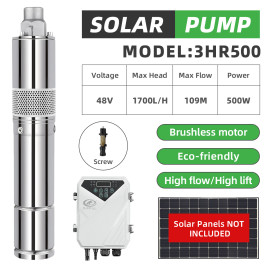 DIFFUL WBS 3”DC Screw Deep Well Solar Pump Submersible Bore 48V 500W Helical Rotor