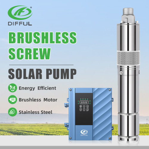 3" DC Screw Solar Water Bore Pump 72V 1100W Submersible Well Pond 50m cable