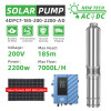 DIFFUL WBS Hybrid AC/DC 2200W 3HP Solar Submersible Bore Pump 7T/H 185m Farming Irrigation