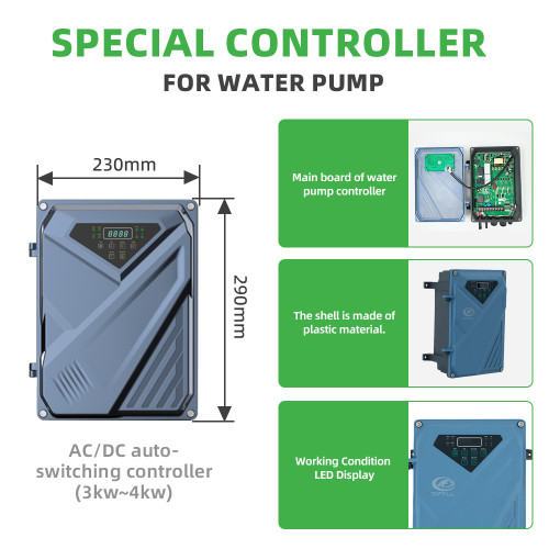 DIFFUL WBS 4" Solar AC/DC Submersible Water Bore Pump 4000w Hybrid Pump 250m Max Head 9.5m3/h