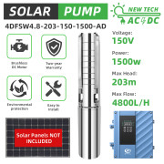 DIFFUL WBS 4inch AC/DC Solar Water Pump S/S Impeller Encapsulated Water-Filled Motor 4DFSW4.8-203-150-1500-AD