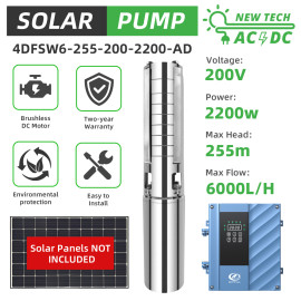DIFFUL WBS 4" Solar AC/DC Water&Resin Cooled Motor Deep Well Bore Hole Pump 255m 3HP