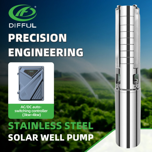 DIFFUL WBS 4" Solar AC/DC Water&Resin Encapsulated Water Bore Pump 3000W 4HP 18m3