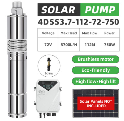 DIFFUL WBS AU STOCK 4" DC Screw Solar Water Bore Pump 72V 750W Controller Submersible 112m