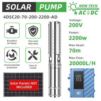 4" AC/DC Hybrid Solar Submersible Bore Well Water Pump 20m3/H 70m 3HP