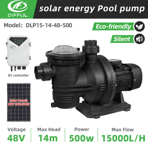 DIFFUL WBS 500w DC Solar Powered Pool Pump for Swimming Pool Variable-Speed Factory Price
