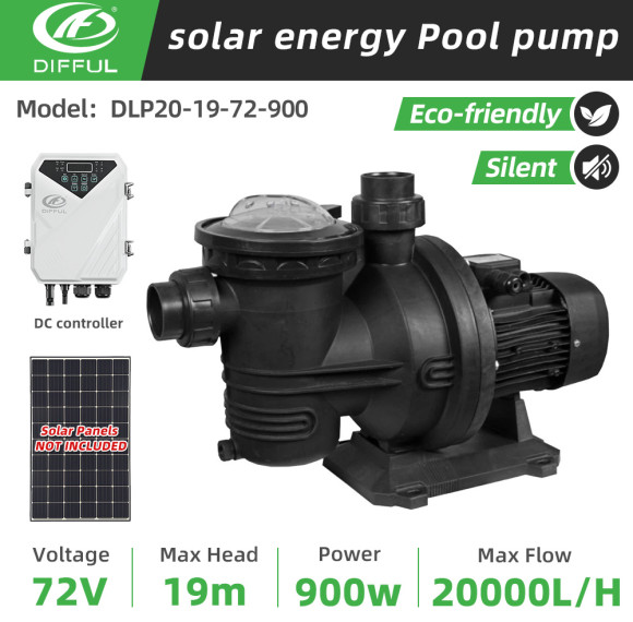 DIFFUL WBS Solar Pool Pump DC Off Grid System 900W 72V 20000L/H MPPT Controller