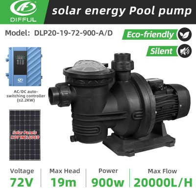 DIFFUL WBS 900w AC/DC Hybrid Solar Pool Pump for Swimming Pool in Australia Wholesale price