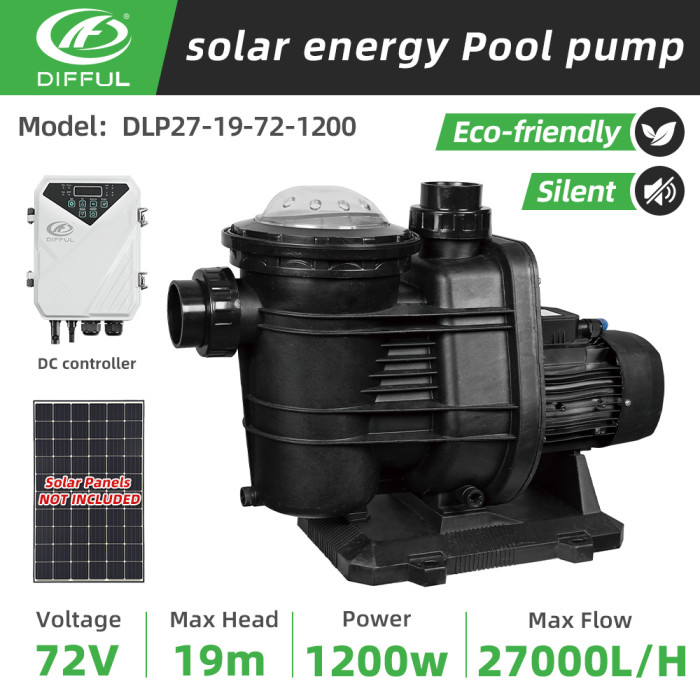 DIFFUL WBS Surface Swimming Pool Pump DC Off Grid Brushless 110V 1.5HP 27000 L/H + Controller