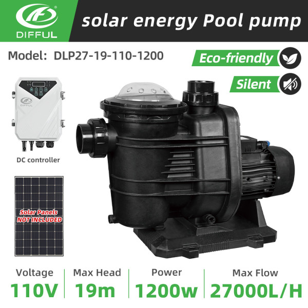 DIFFUL WBS Solar Swimming Pool Pump DC Off Grid Brushless 110V 1.5HP 27000 L/H + Controller