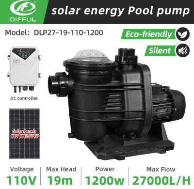 DIFFUL WBS Solar Swimming Pool Pump DC Off Grid Brushless 110V 1.5HP 27000 L/H + Controller