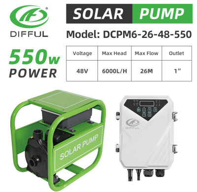 DIFFUL WBS Solar Water Pump 550W 48V DC Submersible Bore Pump Farm Irrigation Max