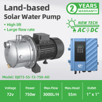 DIFFUL WBS DC/AC Solar Water Pressure Jet Pump High Pressure 750W BLDC + MPPT Controller