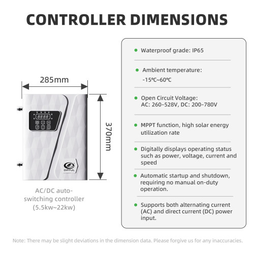 DIFFUL WBS 6" AC/DC Solar Bore Well Pump 10HP 7.5KW 380V 3-Phase Hybrid Inverter 145m 36m3/h